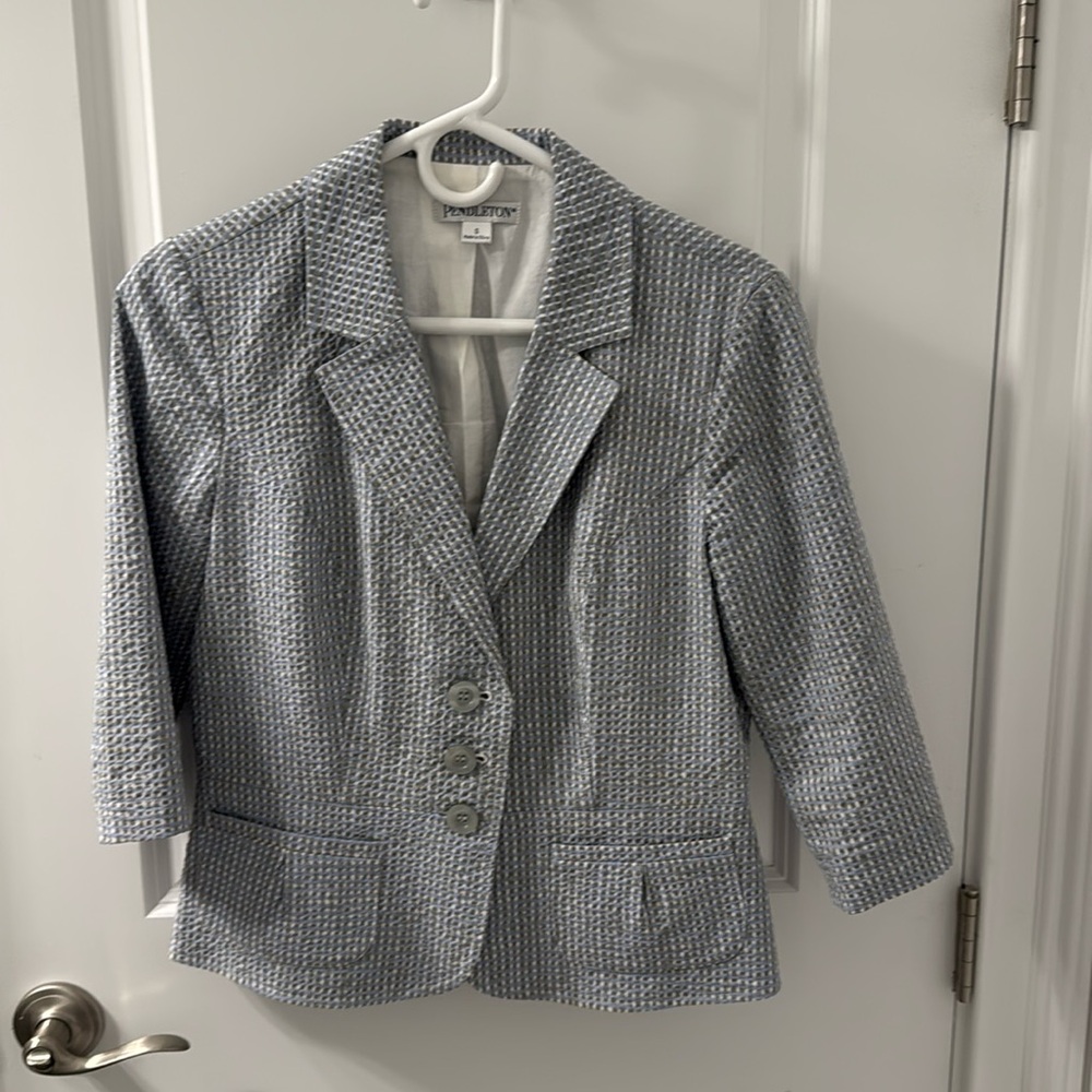 Pendleton Seersucker Jacket - Light Gray and Blue
